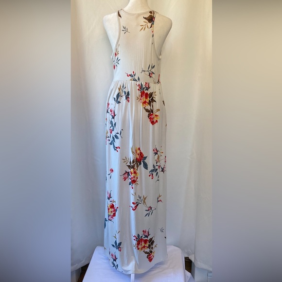 Women's Bohemian Floral Jersey Sleeveless
Racerback Maxi Summer Dress LG Pockets - Picture 9 of 16